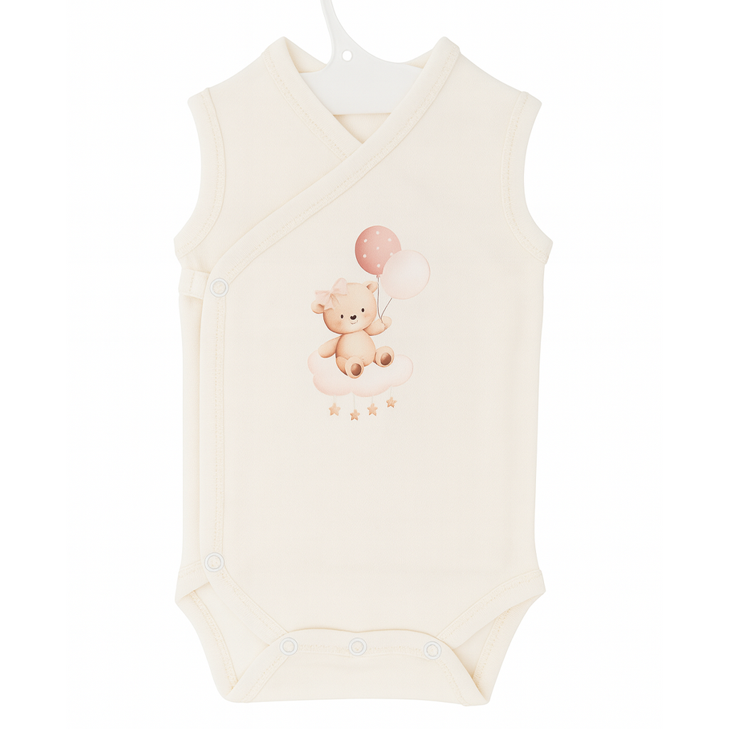 Brassière bébé sans manches croisée – Ultra-douce, 100% coton interlock