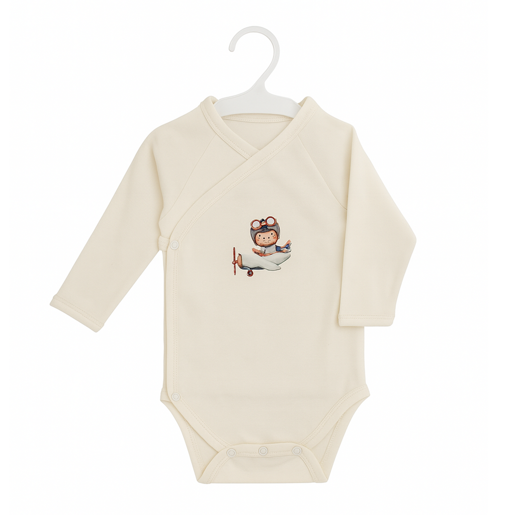 Brassière cache-cœur manches longues – 0 à 3 mois