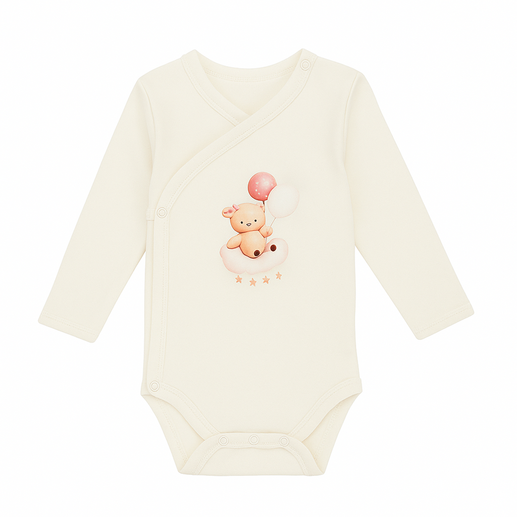 Brassière cache-cœur manches longues – 0 à 3 mois