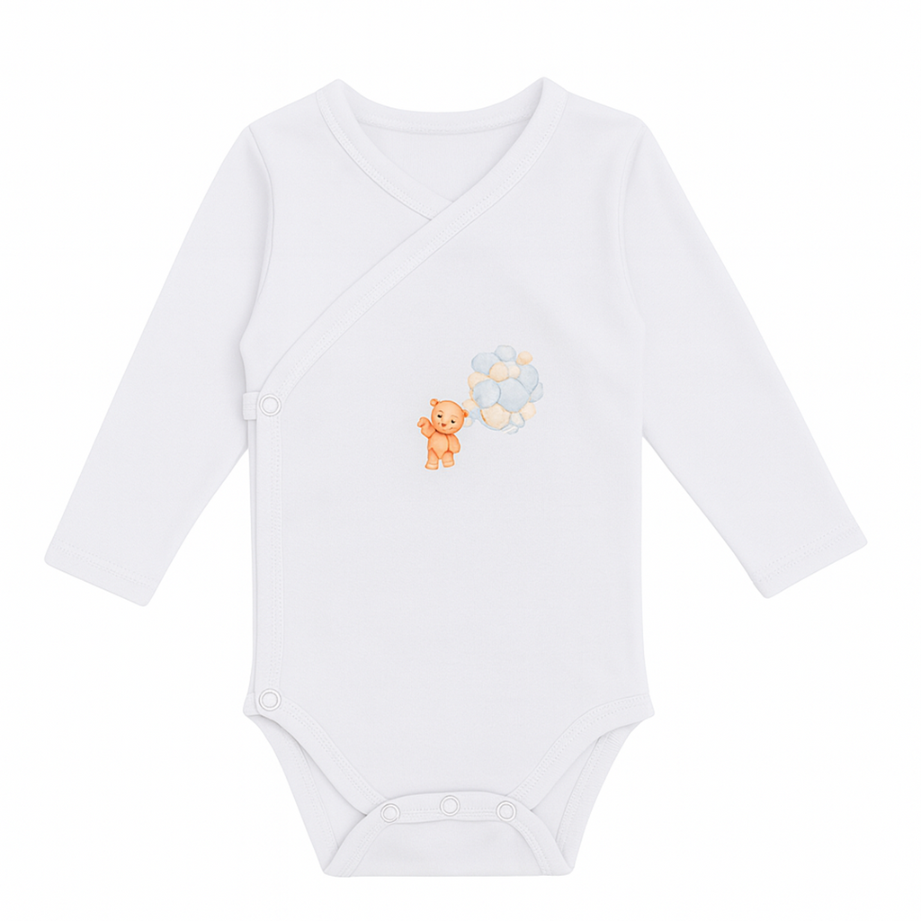 Brassière cache-cœur manches longues – 0 à 3 mois