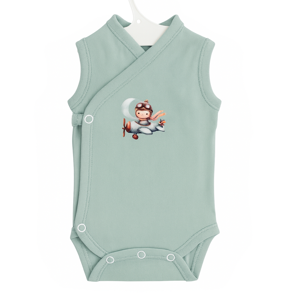 Brassière bébé sans manches croisée – Ultra-douce, 100% coton interlock